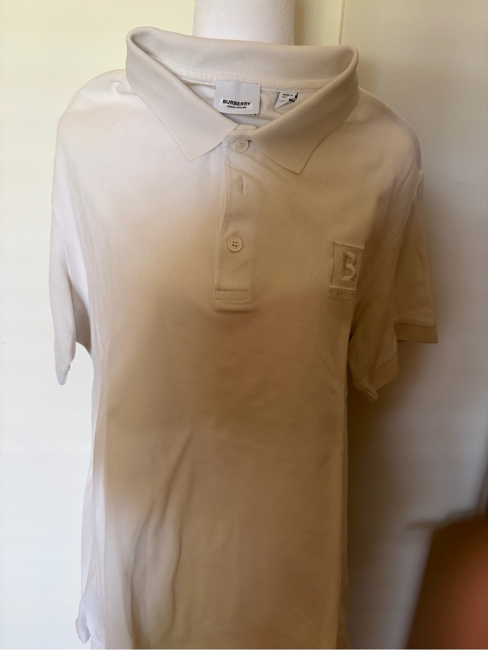 Burberry Men’s white Polo Shirt - Classic Collar